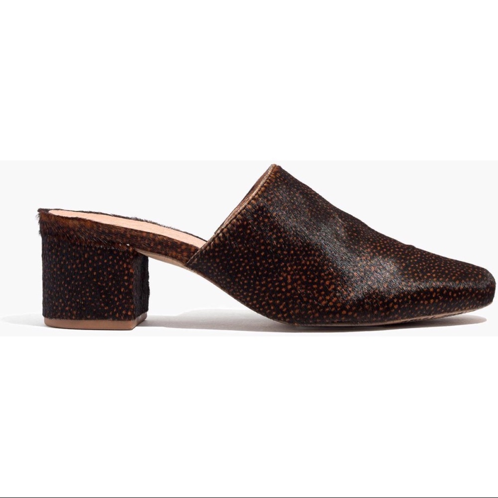 Madewell Walker Mule in Spotted Calf Hair